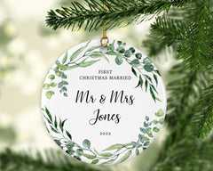 First Christmas Married Christmas ornament, Personalised First Christmas Married ornament, Custom name Christmas ornament, Custom ornaments - Craftellery