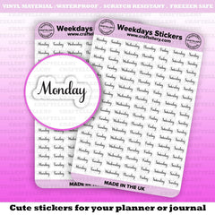 112 Weekdays Sticker, Planner Stickers, Weekends Stickers, Monday, Tuesday, Wednesday, Thursday, Friday, Saturday, Sunday Stickers - Craftellery