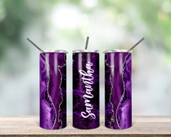 Personalised Skinny Tumbler | Purple Marble Effect with your Name