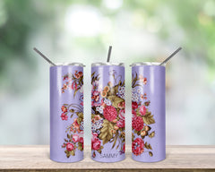 Personalised Skinny Tumbler | Floral Design with your Name