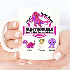Auntiesaurus Mug, Mother's day Mug, Mug for Auntie, Gift for Mother's day, Dinosaur Auntie Mug, Mother's day gift, Perfect Gift for Aunt - Craftellery