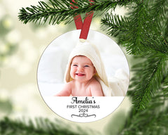 Baby's First Christmas Decoration,1st Christmas ornament, Tree Bauble Decor, Personalised First Christmas Keepsake - Craftellery