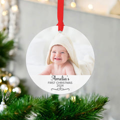 Baby's First Christmas Decoration,1st Christmas ornament, Tree Bauble Decor, Personalised First Christmas Keepsake - Craftellery