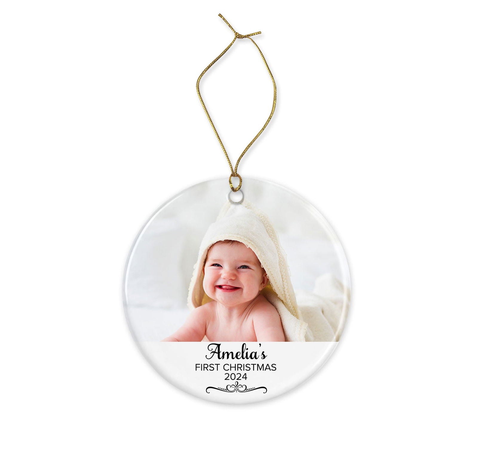 Baby's First Christmas Decoration,1st Christmas ornament, Tree Bauble Decor, Personalised First Christmas Keepsake - Craftellery