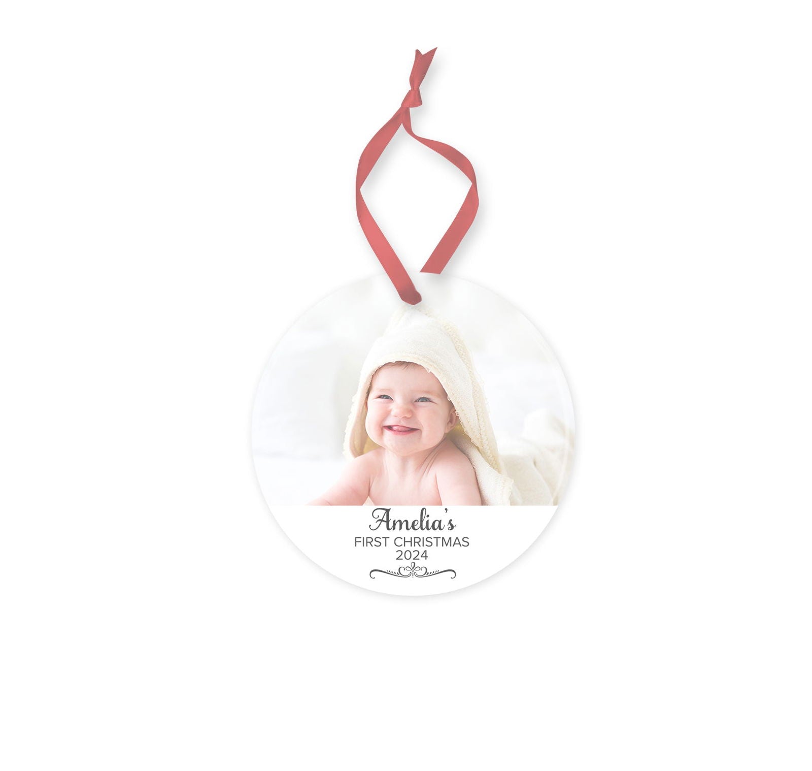 Baby's First Christmas Decoration,1st Christmas ornament, Tree Bauble Decor, Personalised First Christmas Keepsake - Craftellery