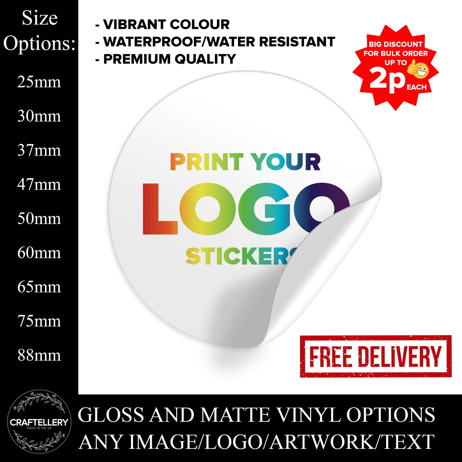 Custom stickers | personalised stickers | logo stickers | Business stickers | labels | Postage labels | Order stickers | Matte or Glossy - Craftellery