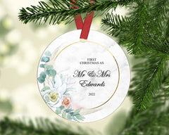 Customised Marble Christmas ornament, Custom name Christmas ornament, Custom First Christmas Married ornament, Custom Christmas ornament - Craftellery