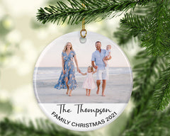Family Christmas Ornaments, Family Christmas Tree Decorations, Personalized Family Name Photo Ornament, MDF Christmas Ornament, Family Gifts - Craftellery