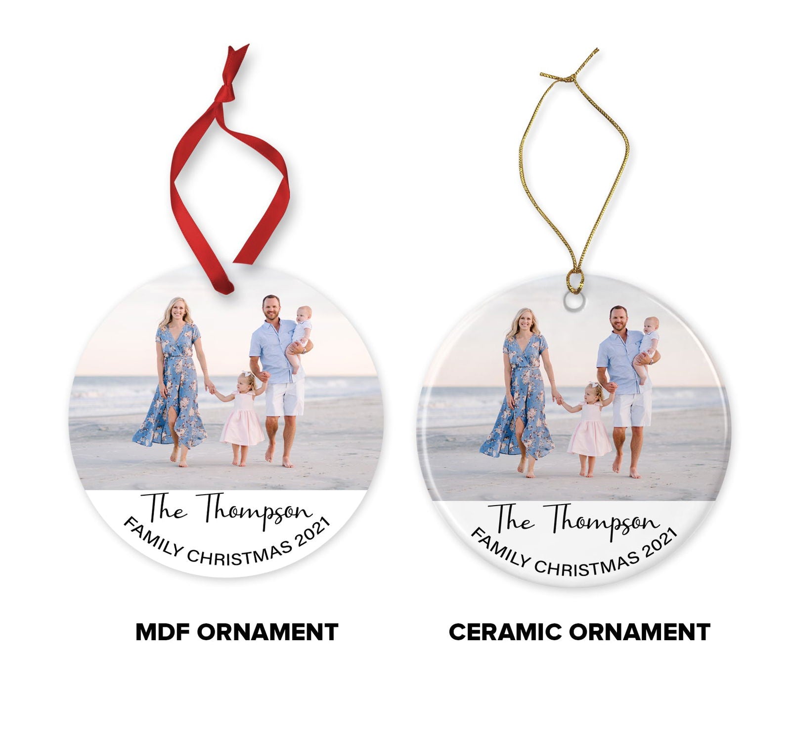 Family Christmas Ornaments, Family Christmas Tree Decorations, Personalized Family Name Photo Ornament, MDF Christmas Ornament, Family Gifts - Craftellery