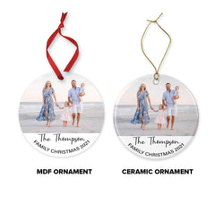 Family Christmas Ornaments, Family Christmas Tree Decorations, Personalized Family Name Photo Ornament, MDF Christmas Ornament, Family Gifts - Craftellery