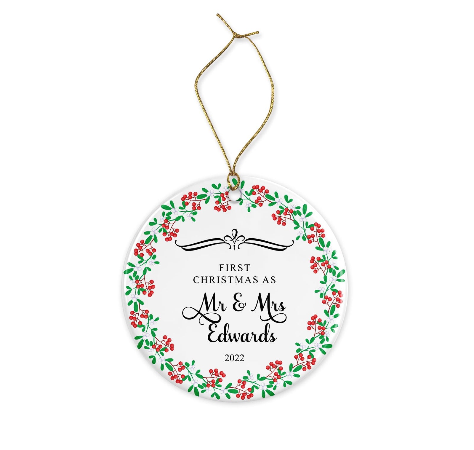 First Christmas Married Ornament - Mr & Mrs Christmas Ornament - Our First Christmas Married as Mr and Mrs Ornament - Personalised Ornament - Craftellery