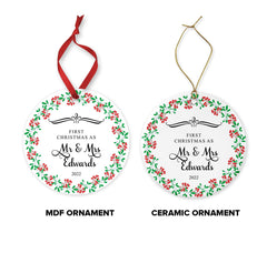 First Christmas Married Ornament - Mr & Mrs Christmas Ornament - Our First Christmas Married as Mr and Mrs Ornament - Personalised Ornament - Craftellery