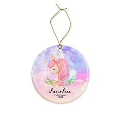 Girl's Unicorn Christmas Ornament, Unicorn Ornament, Unicorn, Christmas Ornament, Personalised Christmas Ornament, Baby's First Christmas - Craftellery