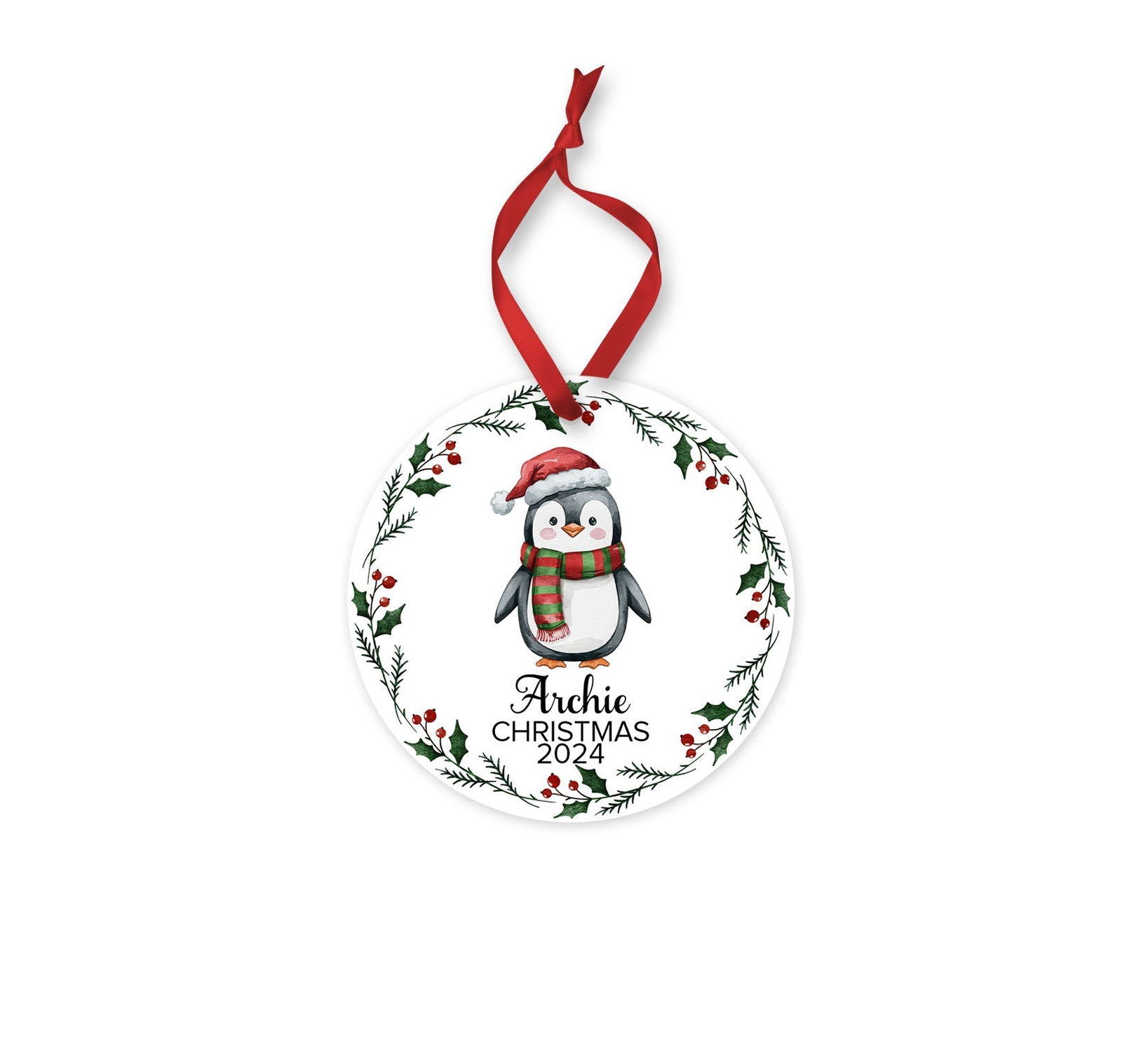Kids Christmas Decoration, Animals Christmas Ornament, Tree Decor, Personalised Name Christmas Keepsake, Kids Tree Decors, Xmas Disc, Bauble - Craftellery