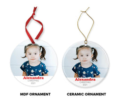 Personalised Christmas Ornament - Ceramic Ornament - MDF Ornament - Baby Photo Christmas Ornament, Christmas Tree Decoration - Tree Decor - Craftellery