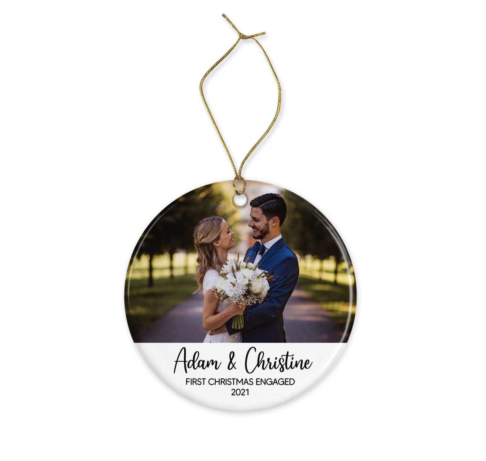 Personalised Christmas Ornament - Engaged 2024 Ornament - Keepsafe - Christmas Tree Hanging Ornament - Christmas Decor - Photo of Engagement - Craftellery