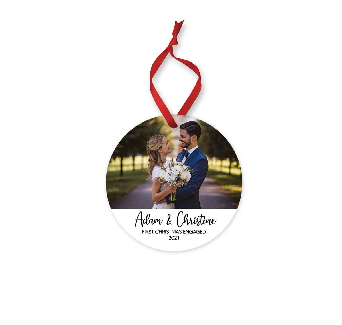 Personalised Christmas Ornament - Engaged 2024 Ornament - Keepsafe - Christmas Tree Hanging Ornament - Christmas Decor - Photo of Engagement - Craftellery