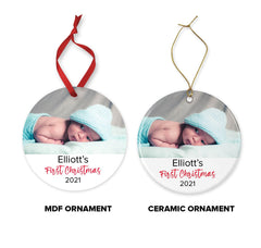 Personalised First Christmas Ornament - Ceramic Ornament - MDF Ornament - Baby's First Christmas - Tree Decoration - 1st Christmas Ornaments - Craftellery
