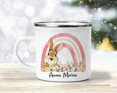 Personalised Enamel Mug | Customised with Your Name | Bunny Rabbit Design