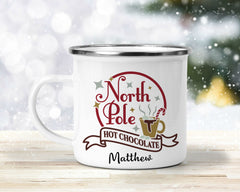 Personalised Enamel Mug | Customised with Your Name | North Pole Christmas Theme