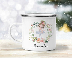 Personalised Enamel Mug | Ballerina design & Your Name