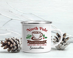 Personalised Enamel Mug | Customised with Your Name | North Pole Design Christmas Theme