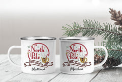 Personalised Enamel Mug | Customised with Your Name | North Pole Christmas Theme