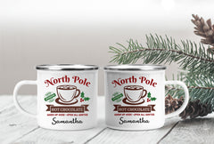Personalised Enamel Mug | Customised with Your Name | North Pole Design Christmas Theme